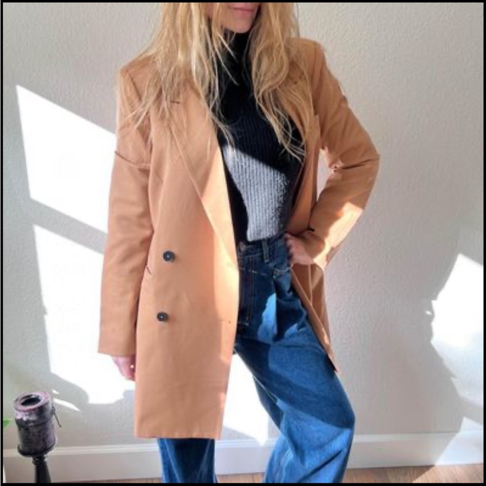 NWOT tan and black double breasted blazer and mini dress with pockets for office